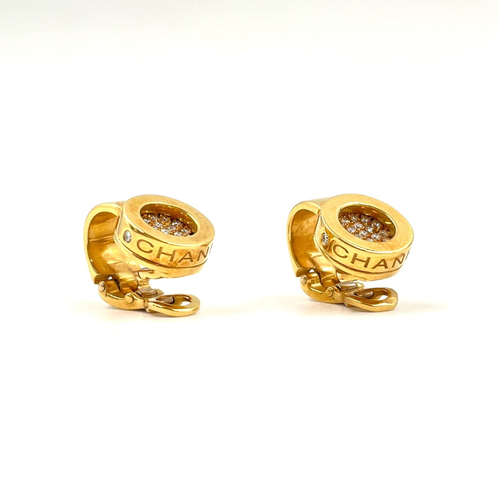 Chanel Diamond Gold Earrings — view 6
