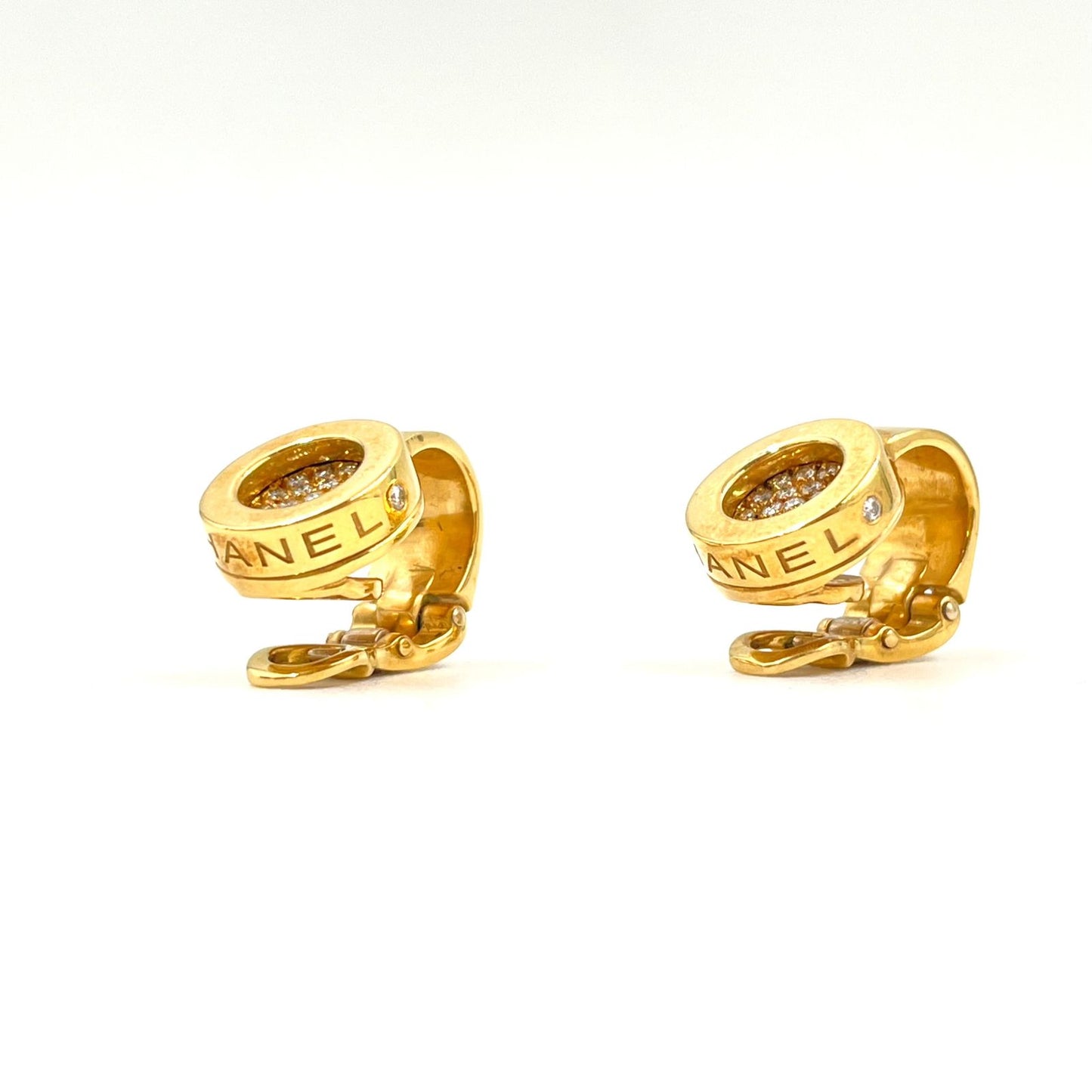 Chanel Diamond Gold Earrings — view 7