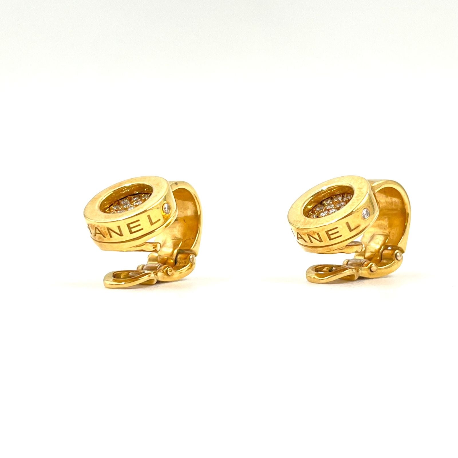 Chanel Diamond Gold Earrings — view 7