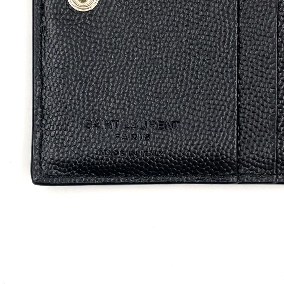 Saint Laurent Paris Zippered Bifold Mini Leather Black Wallet Silver — view 4