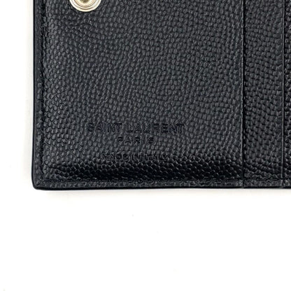 Saint Laurent Paris Zippered Bifold Mini Leather Black Wallet Silver — view 4