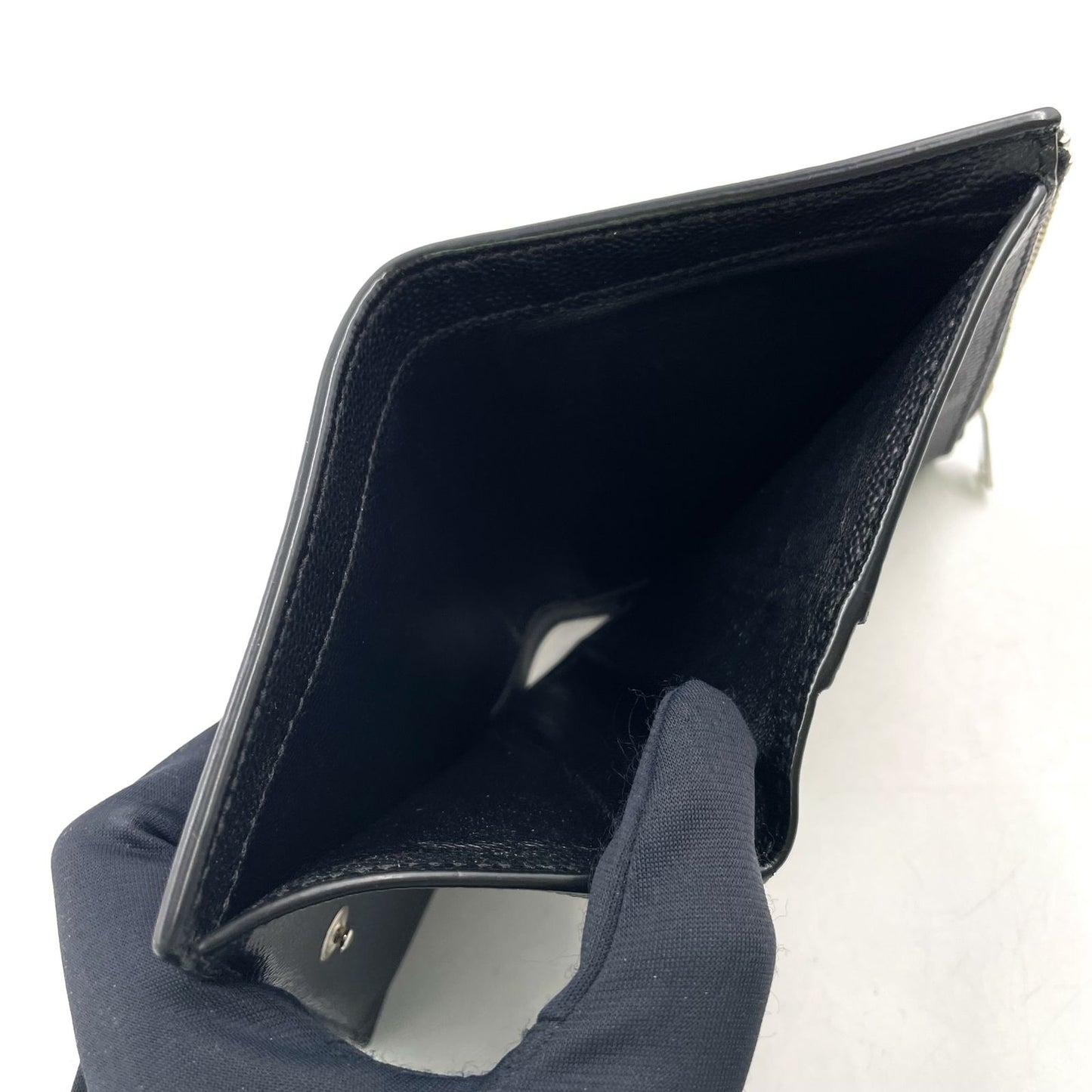 Saint Laurent Paris Zippered Bifold Mini Leather Black Wallet Silver — view 5
