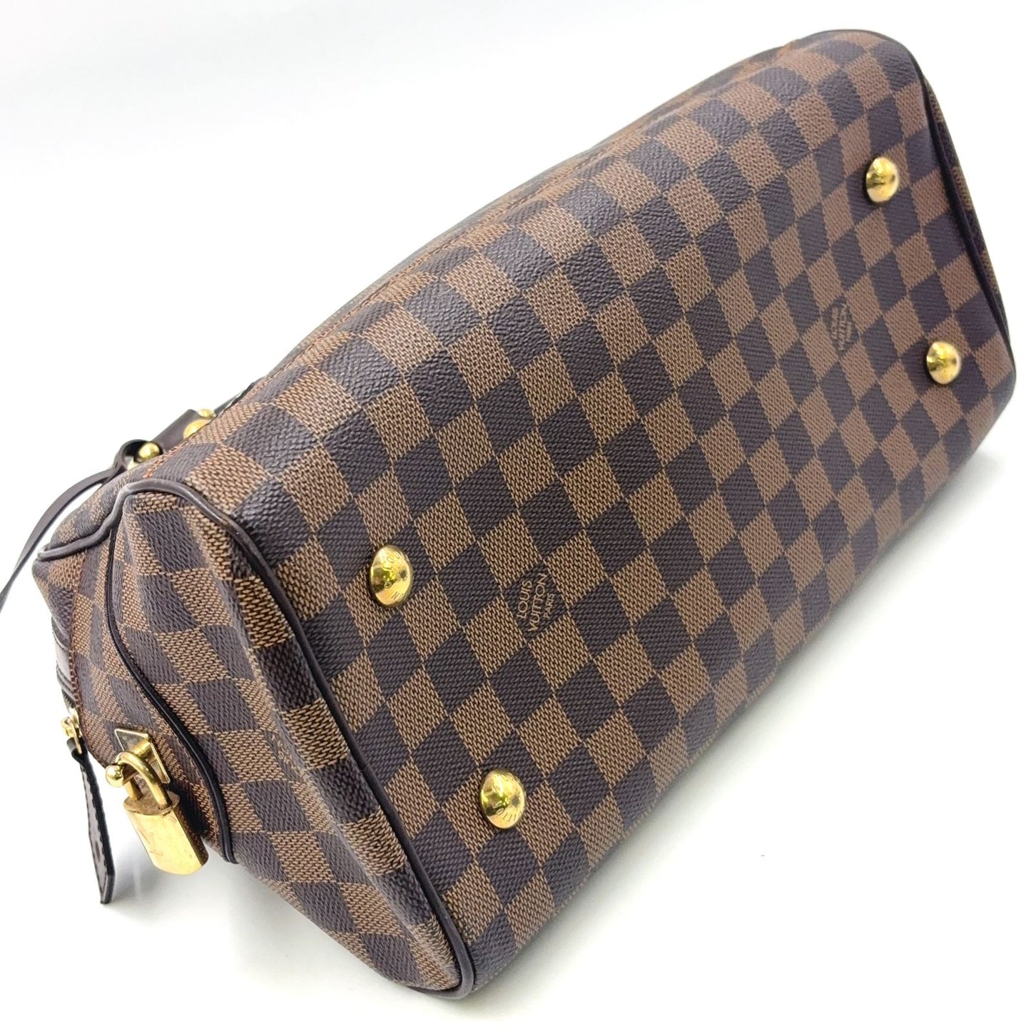 Louis Vuitton Duomo Damier Ebene Leather Brown Handbag Gold — view 5