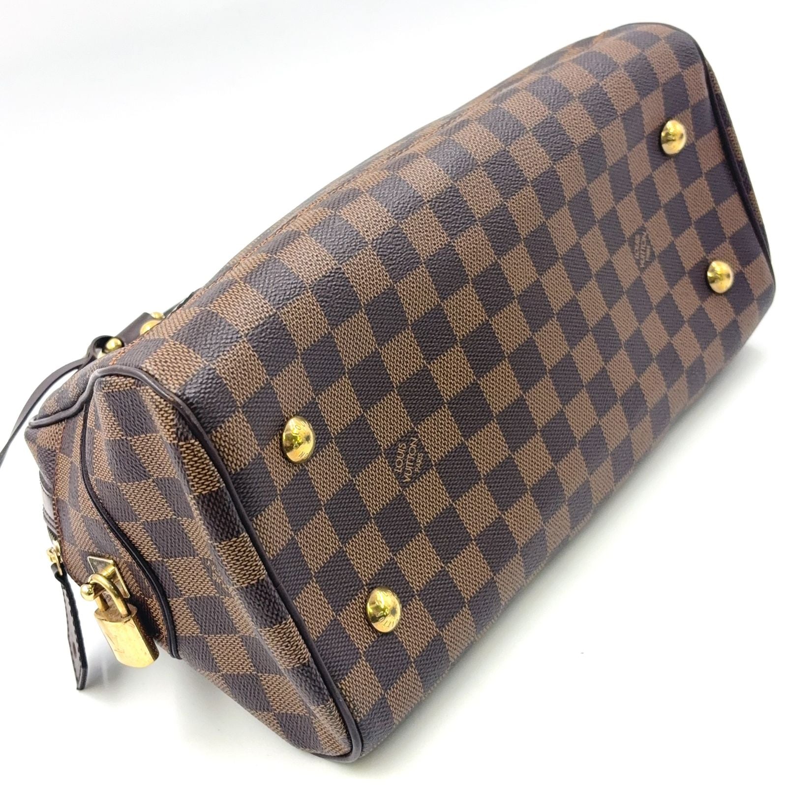 Louis Vuitton Duomo Damier Ebene Leather Brown Handbag Gold — view 5