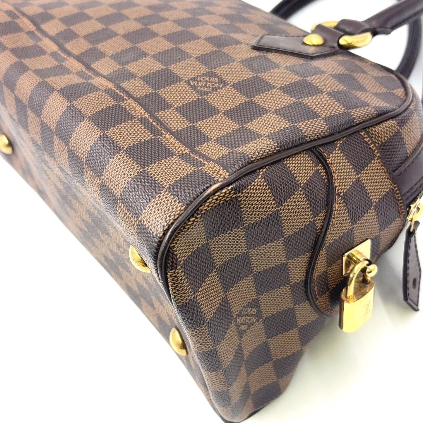 Louis Vuitton Duomo Damier Ebene Leather Brown Handbag Gold — view 8