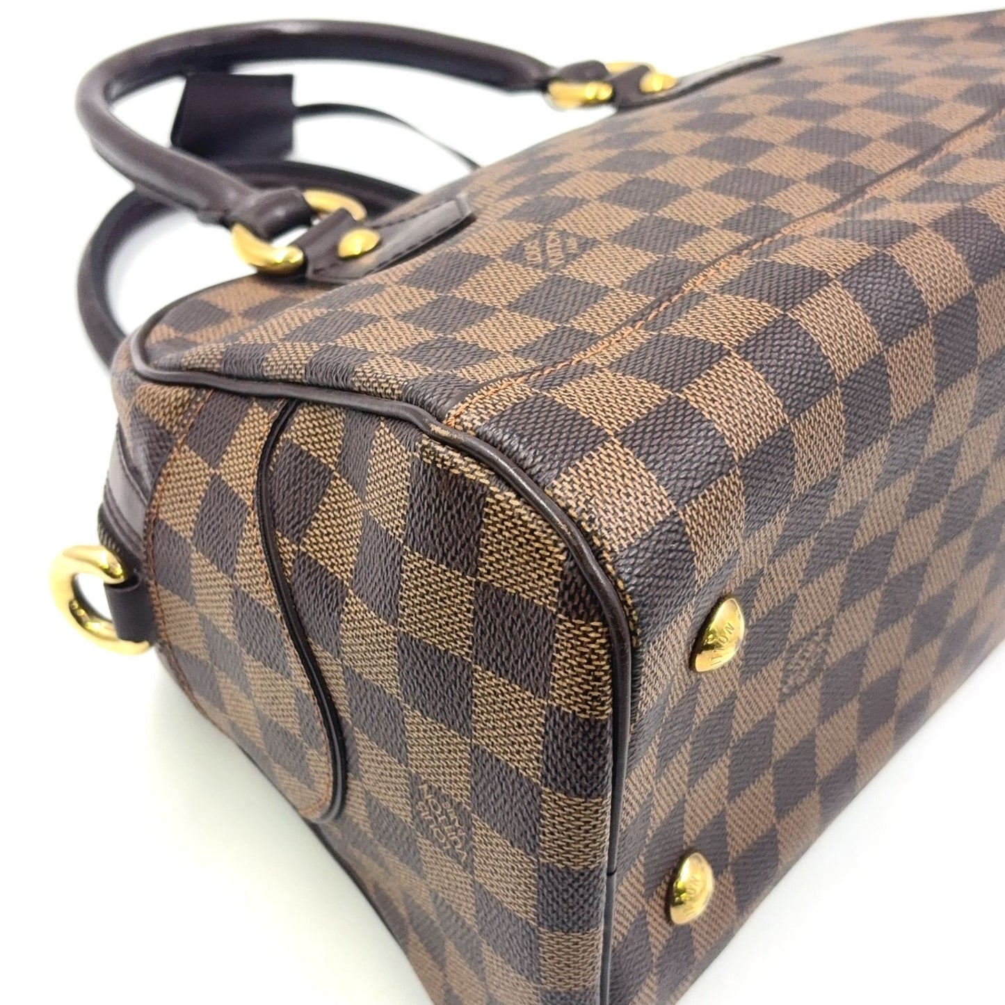 Louis Vuitton Duomo Damier Ebene Leather Brown Handbag Gold — view 7