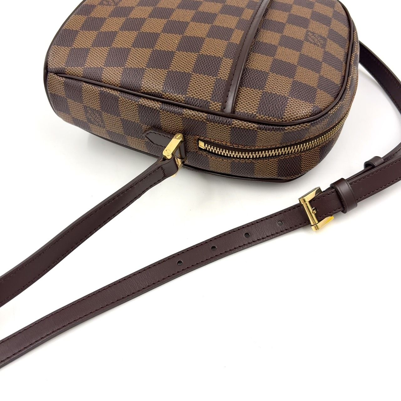Louis Vuitton Ipanema PM Damier Ebene Leather Brown Shoulder Bag Gold — view 5