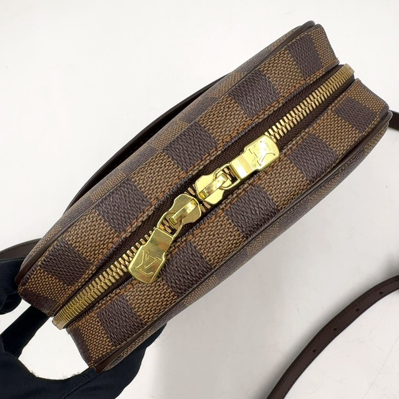 Louis Vuitton Ipanema PM Damier Ebene Leather Brown Shoulder Bag Gold — view 7