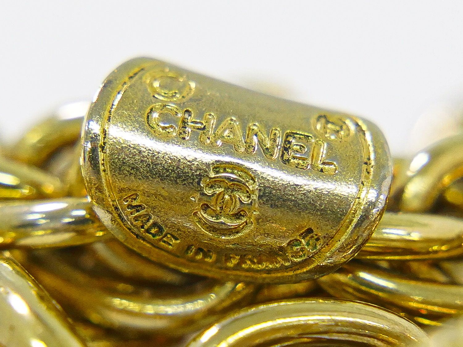 Chanel CC Logo Bracelet Bangle Gold Plated — view 8