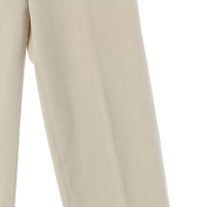 Hermes Cotton Twill Leather Patch Wide Straight Pants Beige — view 6