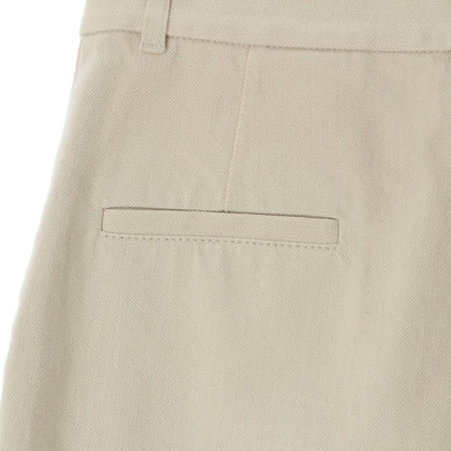 Hermes Cotton Twill Leather Patch Wide Straight Pants Beige — view 8