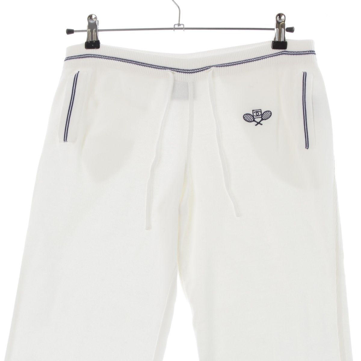 Chanel Sports Cotton CC Logo Embroidery Pants White 38 — view 3