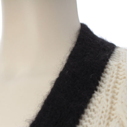 Chanel Wool Icon Button Knit Cardigan Top White Black 36 — view 6