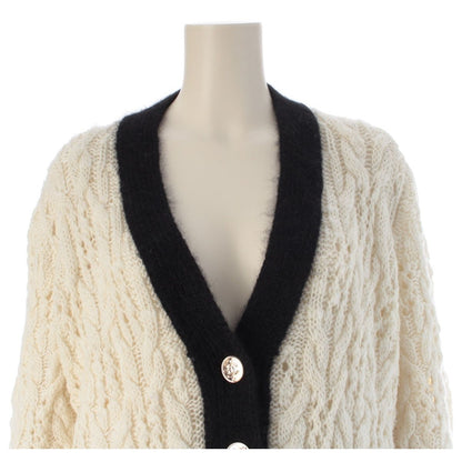 Chanel Wool Icon Button Knit Cardigan Top White Black 36 — view 5