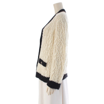 Chanel Wool Icon Button Knit Cardigan Top White Black 36 — view 3