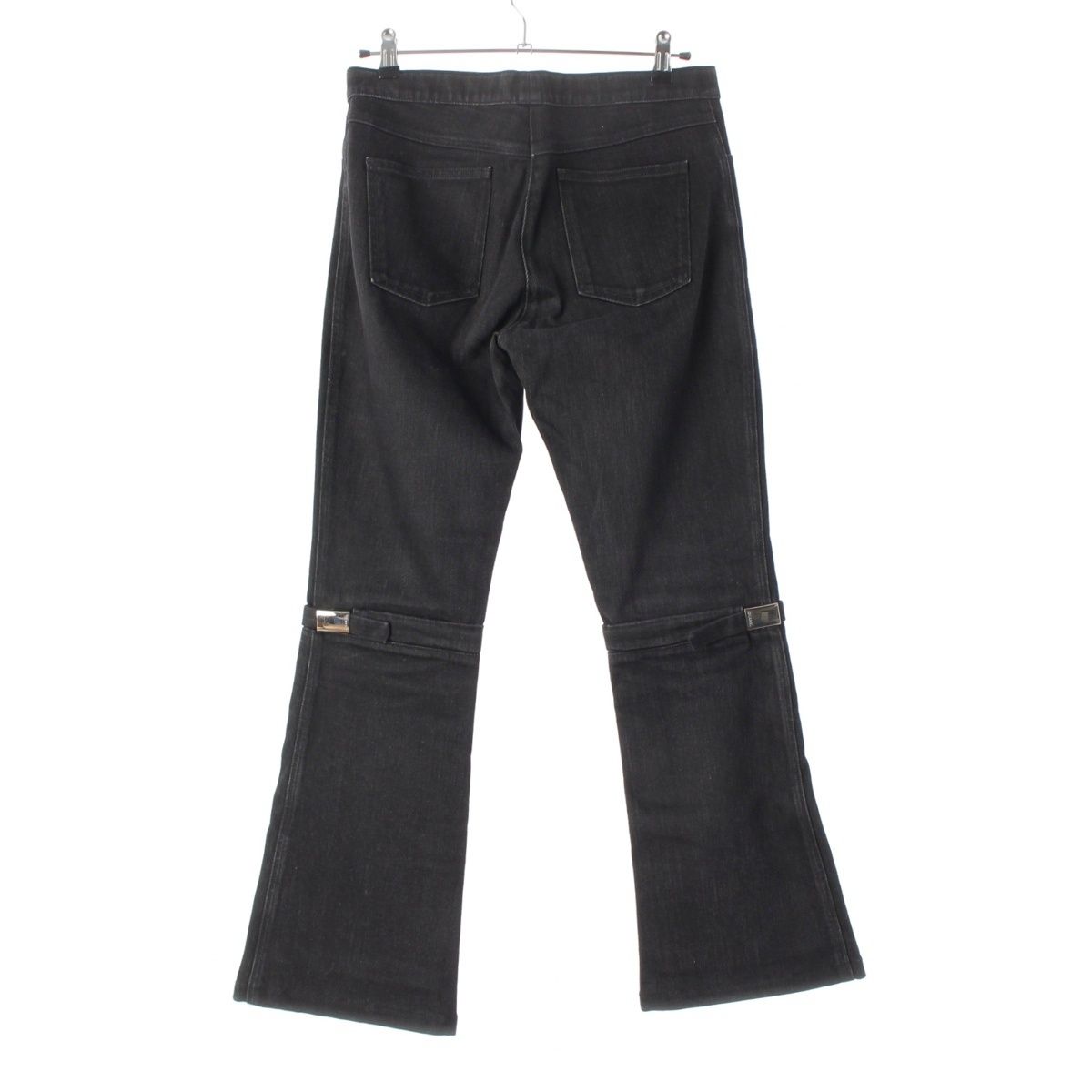 Chanel Cotton Coco Button Logo Belt Denim Pants Black 40 — view 2