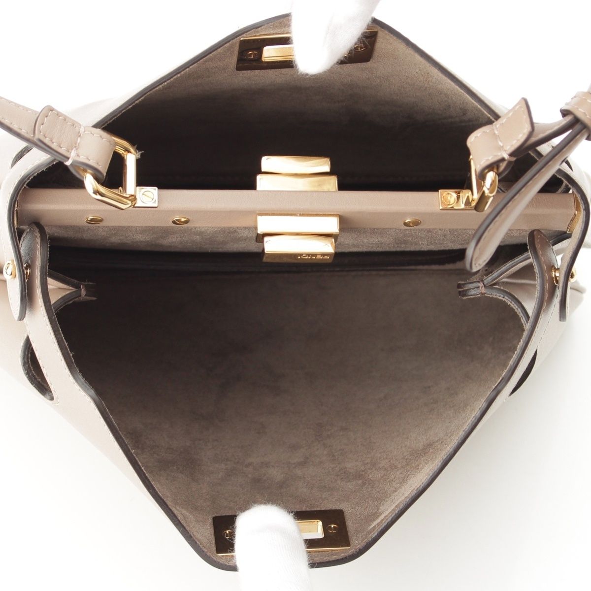 Fendi Peekaboo Soft Small Dove Gray Leather 2-Way Shoulder Handbag Ju — view 7