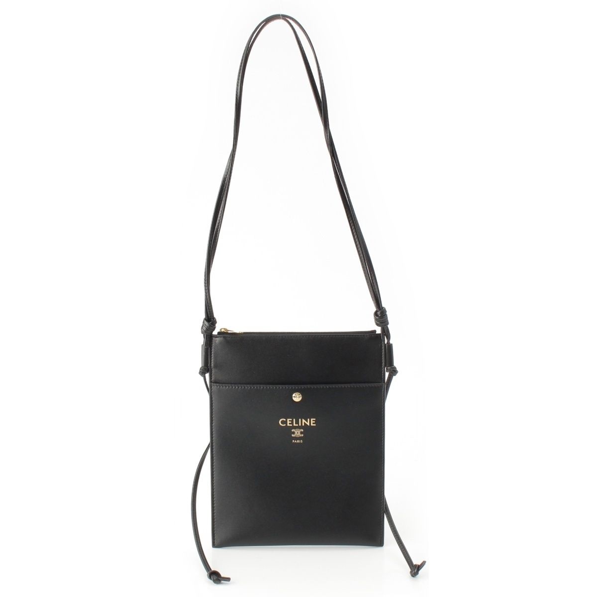 Celine Sharp Pouch Take Away Smooth Lambskin Logo Shoulder Bag Black