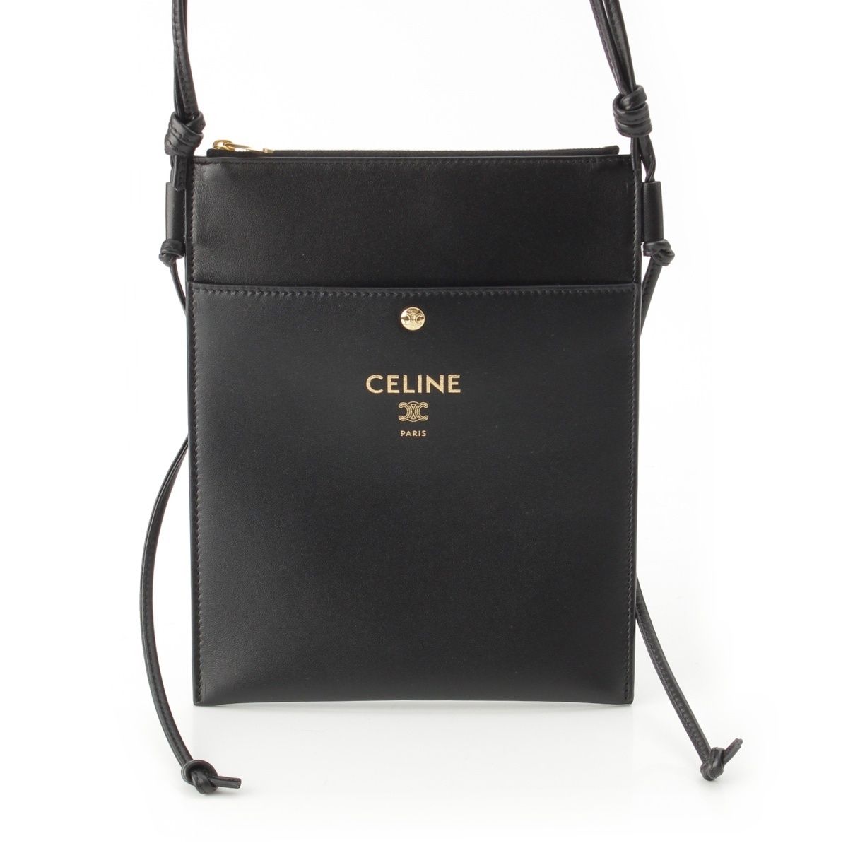 Celine Sharp Pouch Take Away Smooth Lambskin Logo Shoulder Bag Black — view 2