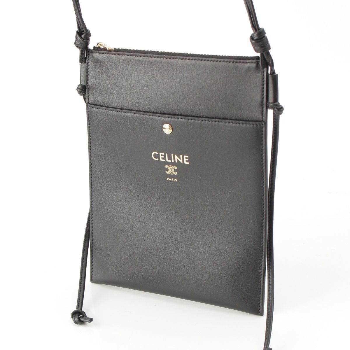 Celine Sharp Pouch Take Away Smooth Lambskin Logo Shoulder Bag Black — view 3