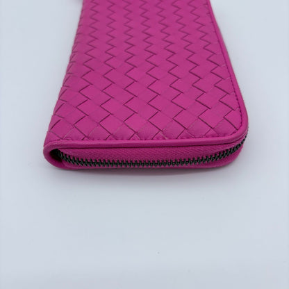 Bottega Veneta Intrecciato Zip Around Wallet Leather Pink — view 3