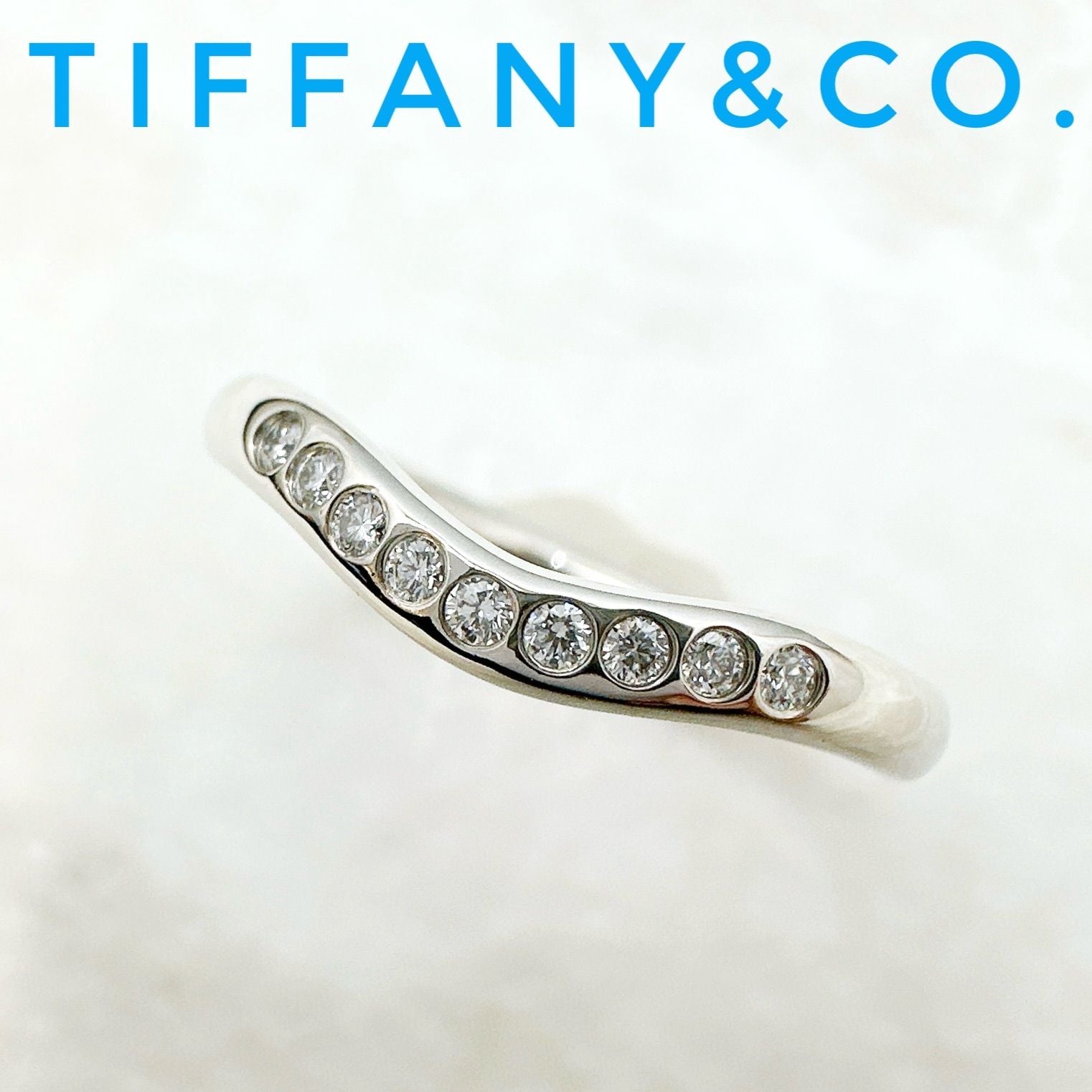 Tiffany & Co Curved Band Diamond Platinum Ring