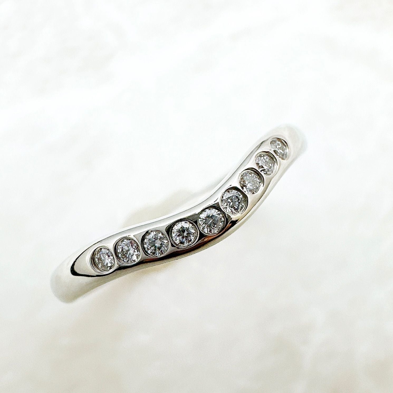 Tiffany & Co Curved Band Diamond Platinum Ring — view 2