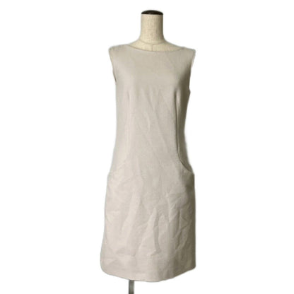 Prada Sleeveless Dress Wool Knee Length 40 Beige