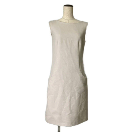 Prada Sleeveless Dress Wool Knee Length 40 Beige