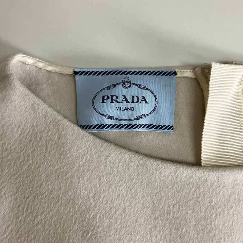 Prada Sleeveless Dress Wool Knee Length 40 Beige — view 7
