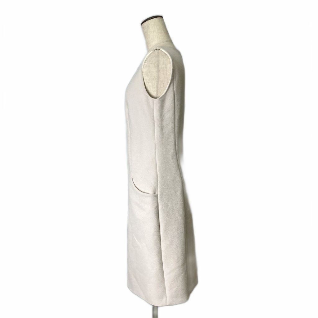 Prada Sleeveless Dress Wool Knee Length 40 Beige — view 3