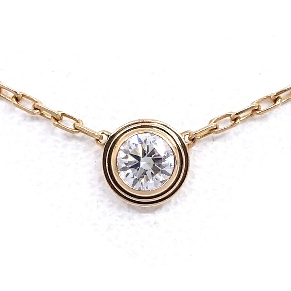 Cartier 18k Pink Gold Damier LM Diamond Necklace Large