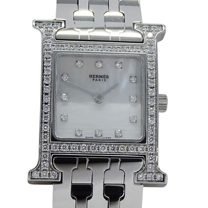 Hermes Watch Diamond Shell Quartz Stainless Steel Silver Polished — view 2