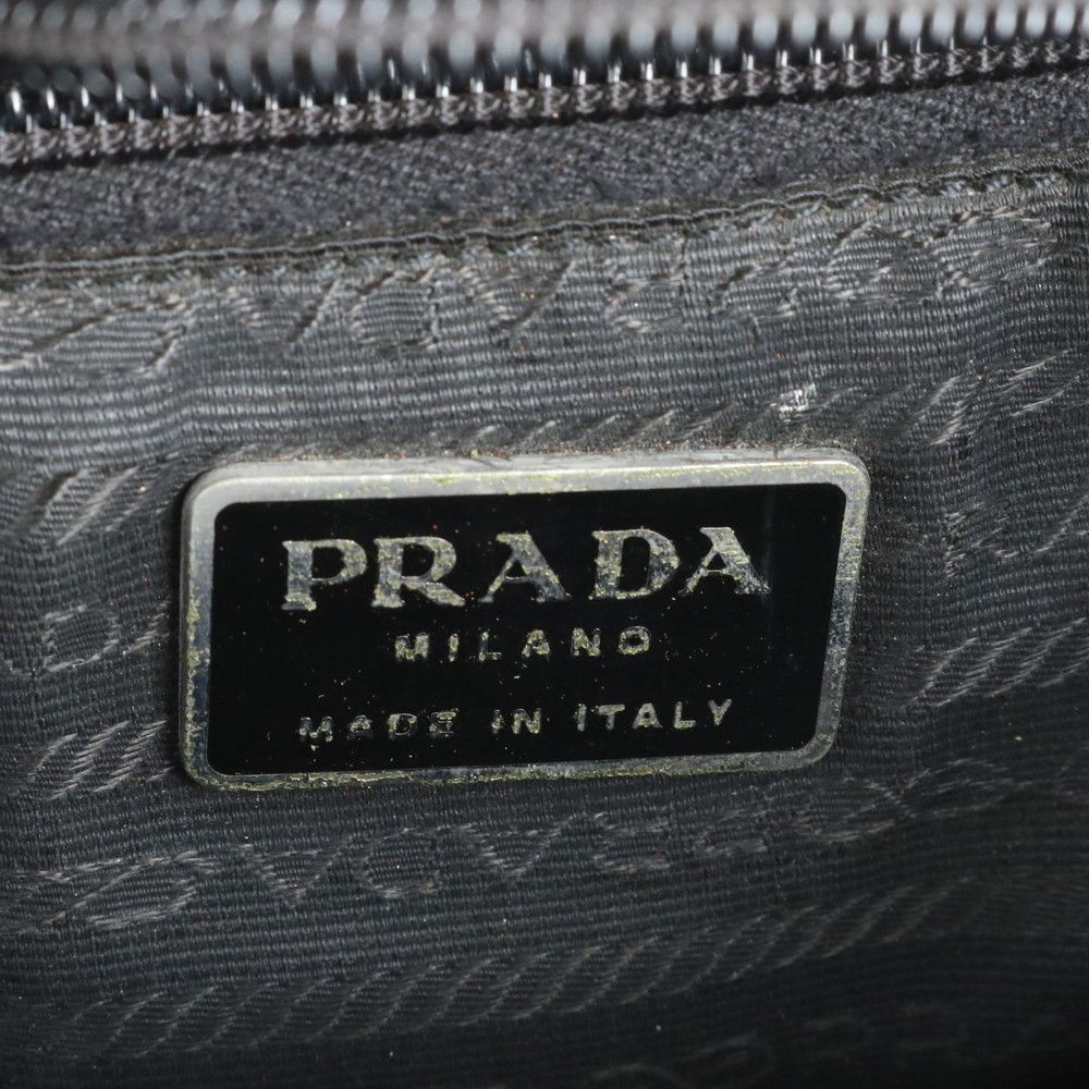 Prada Tessuto Nylon Triangle Logo Tote Shoulder Hand Black — view 8