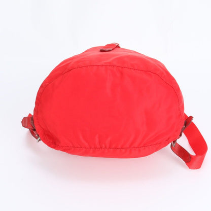Prada Tessuto Nylon Triangle Logo Red Leather Backpack Sac Shoulder Bag — view 6