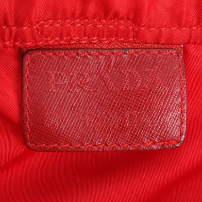 Prada Tessuto Nylon Triangle Logo Red Leather Backpack Sac Shoulder Bag — view 8
