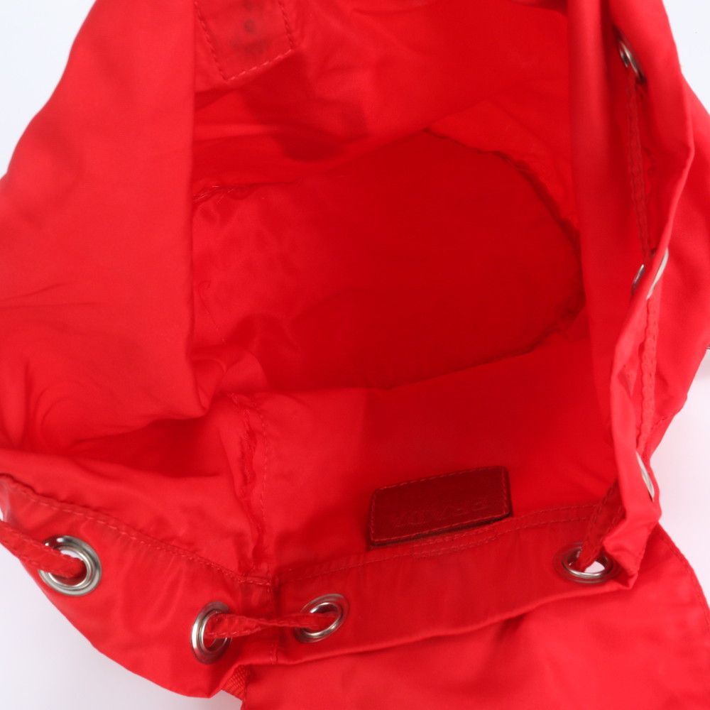 Prada Tessuto Nylon Triangle Logo Red Leather Backpack Sac Shoulder Bag — view 7