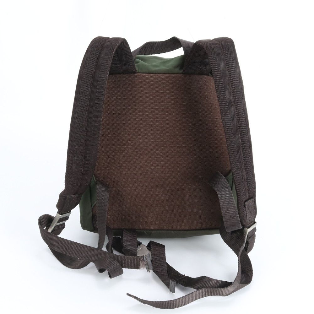 Prada Tessuto Nylon Triangle Logo Khaki Backpack Shoulder Bag — view 3