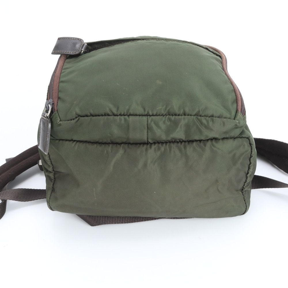 Prada Tessuto Nylon Triangle Logo Khaki Backpack Shoulder Bag — view 6