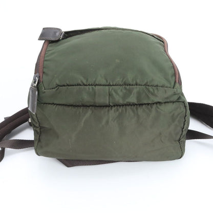 Prada Tessuto Nylon Triangle Logo Khaki Backpack Shoulder Bag — view 6