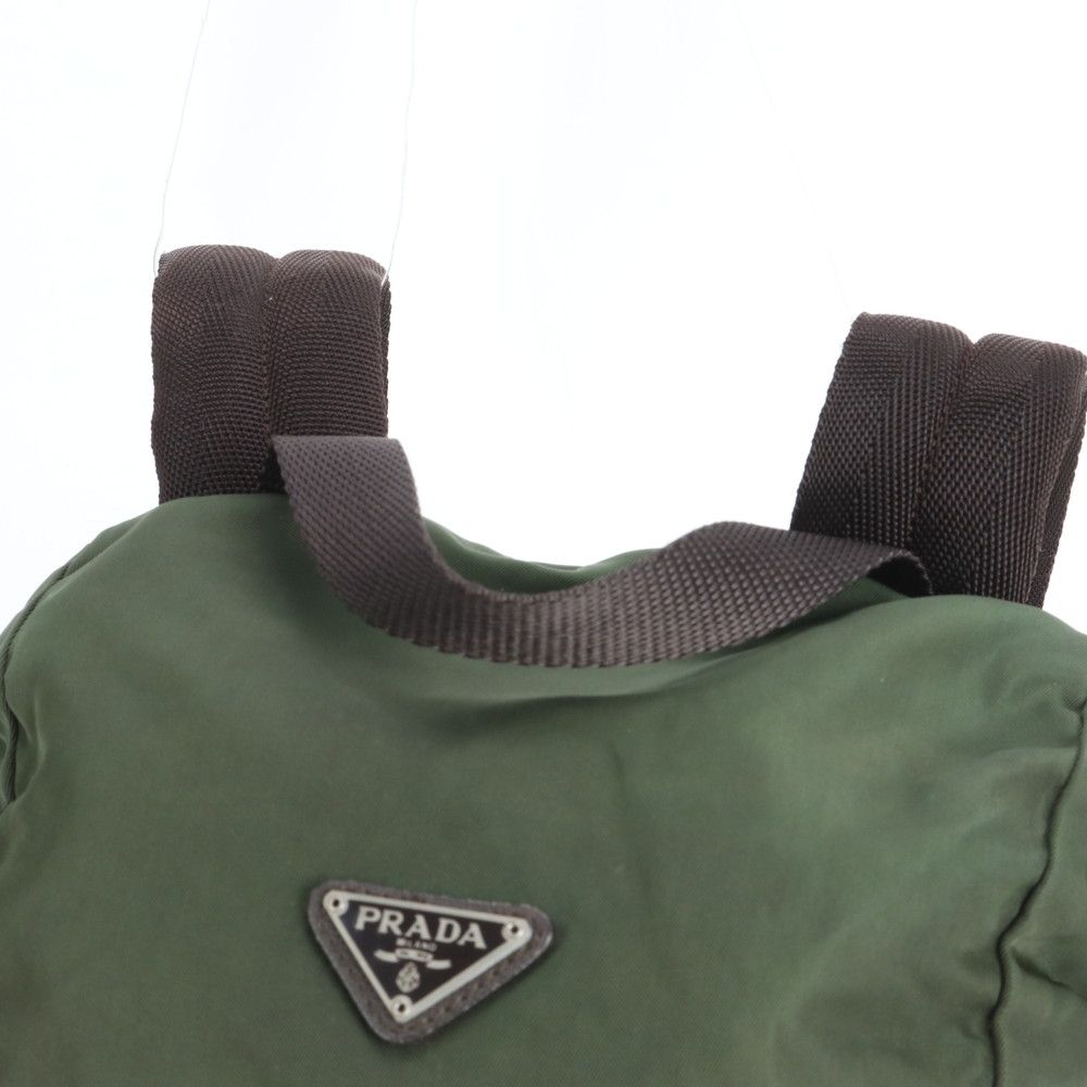 Prada Tessuto Nylon Triangle Logo Khaki Backpack Shoulder Bag — view 2