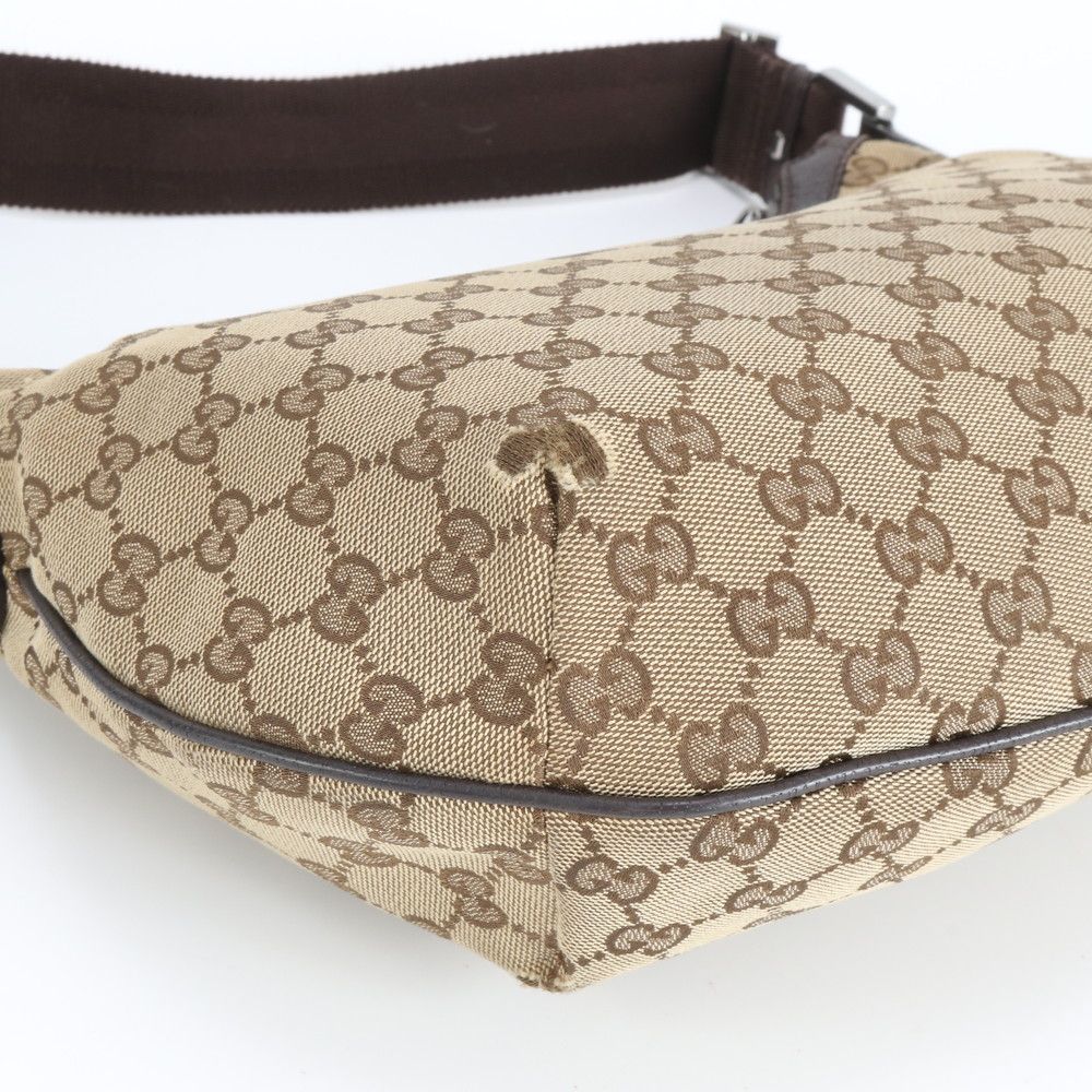 Gucci GG Canvas Leather Shoulder Bag Crossbody Hand Tote Brown — view 7