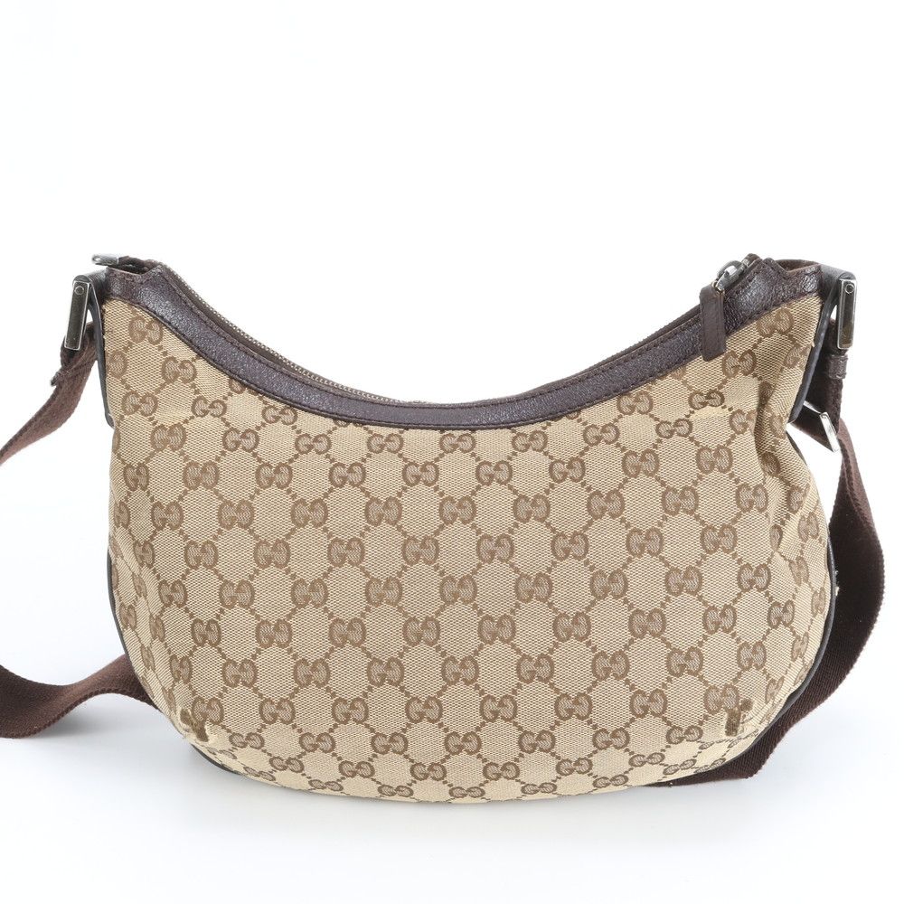 Gucci GG Canvas Leather Shoulder Bag Crossbody Hand Tote Brown — view 2