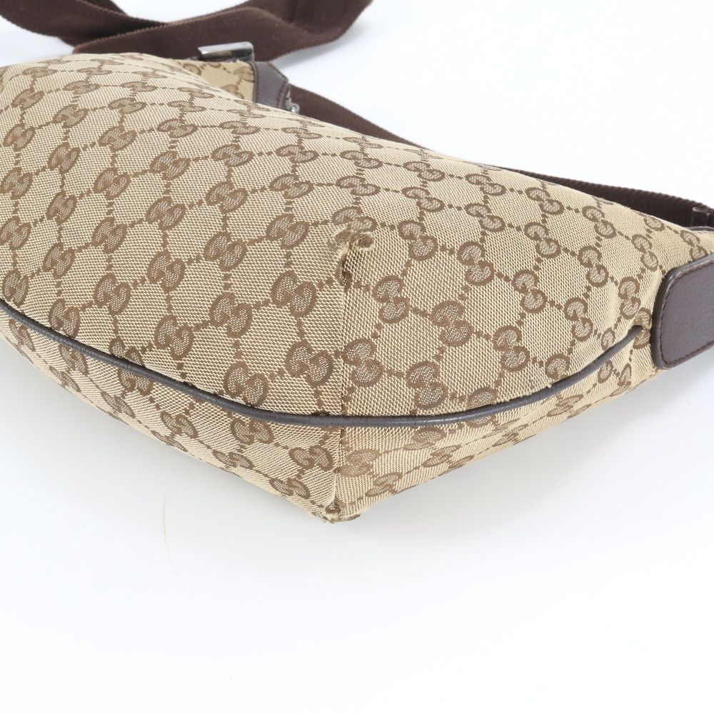 Gucci GG Canvas Leather Shoulder Bag Crossbody Hand Tote Brown — view 5