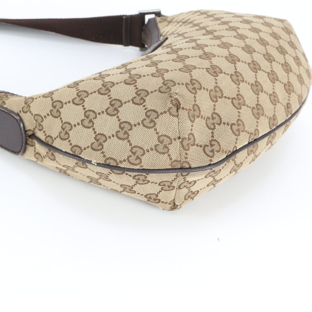 Gucci GG Canvas Leather Shoulder Bag Crossbody Hand Tote Brown — view 4