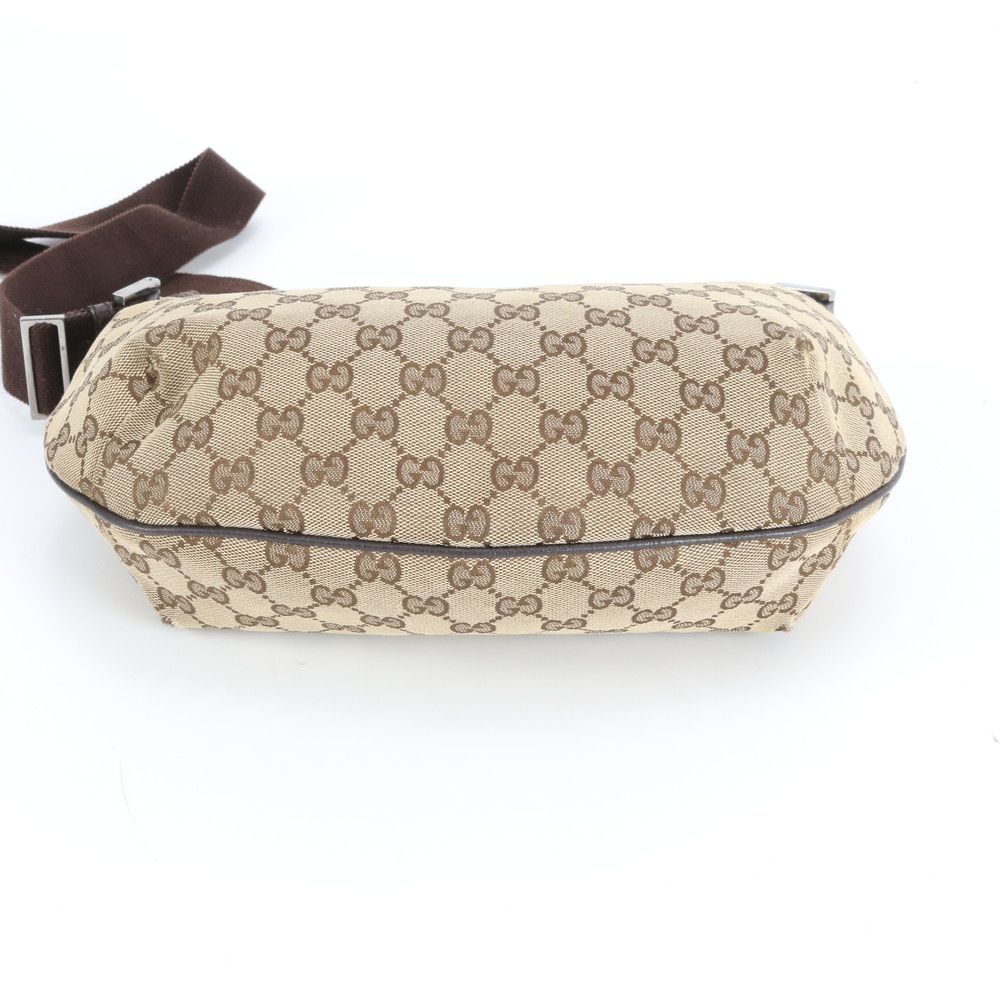 Gucci GG Canvas Leather Shoulder Bag Crossbody Hand Tote Brown — view 6