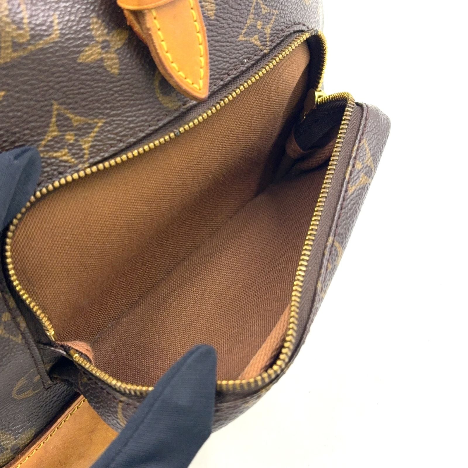 Louis Vuitton Montsouris MM Monogram Leather Brown Light Backpack Gold — view 5