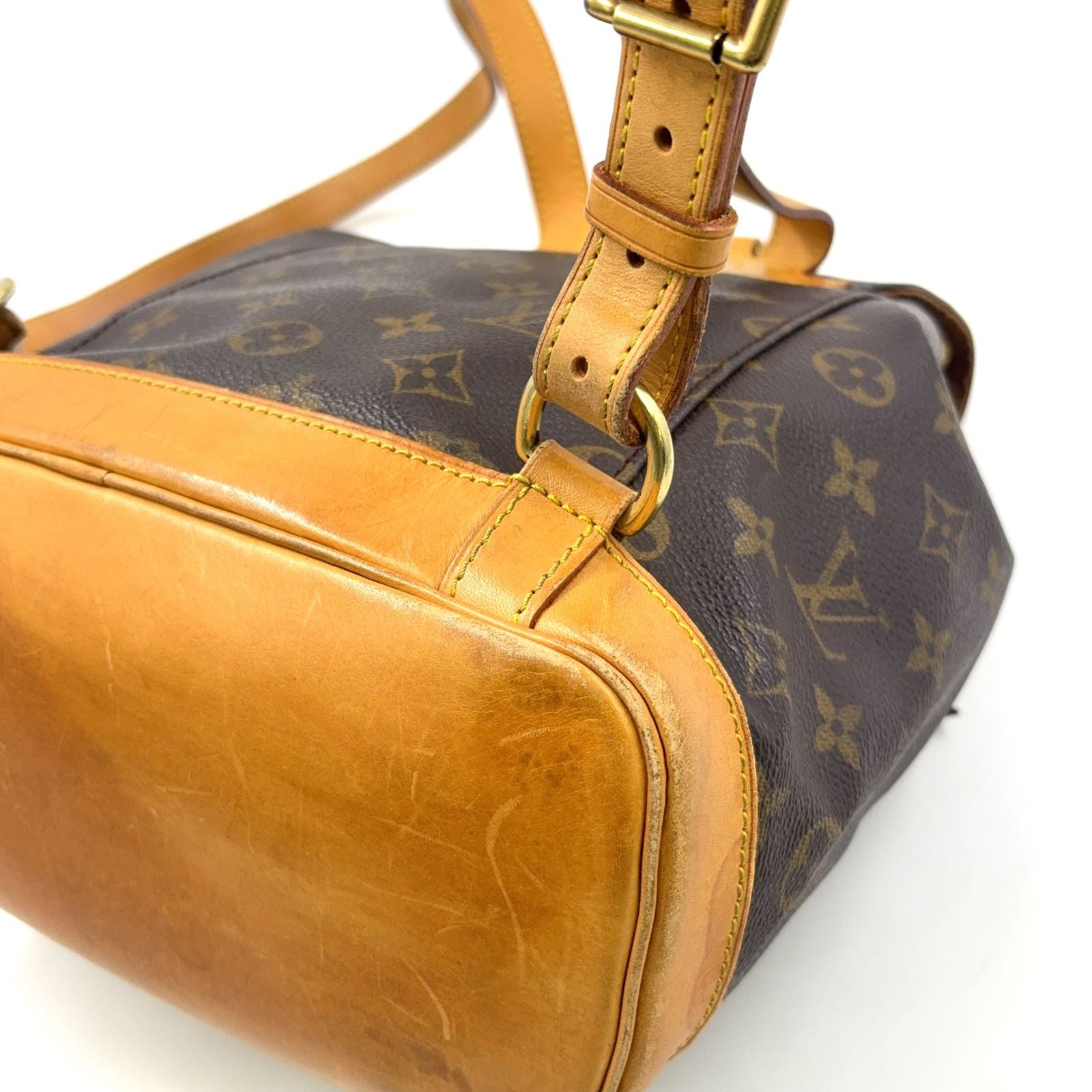 Louis Vuitton Montsouris MM Monogram Leather Brown Light Backpack Gold — view 9