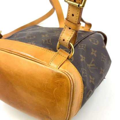 Louis Vuitton Montsouris MM Monogram Leather Brown Light Backpack Gold — view 9