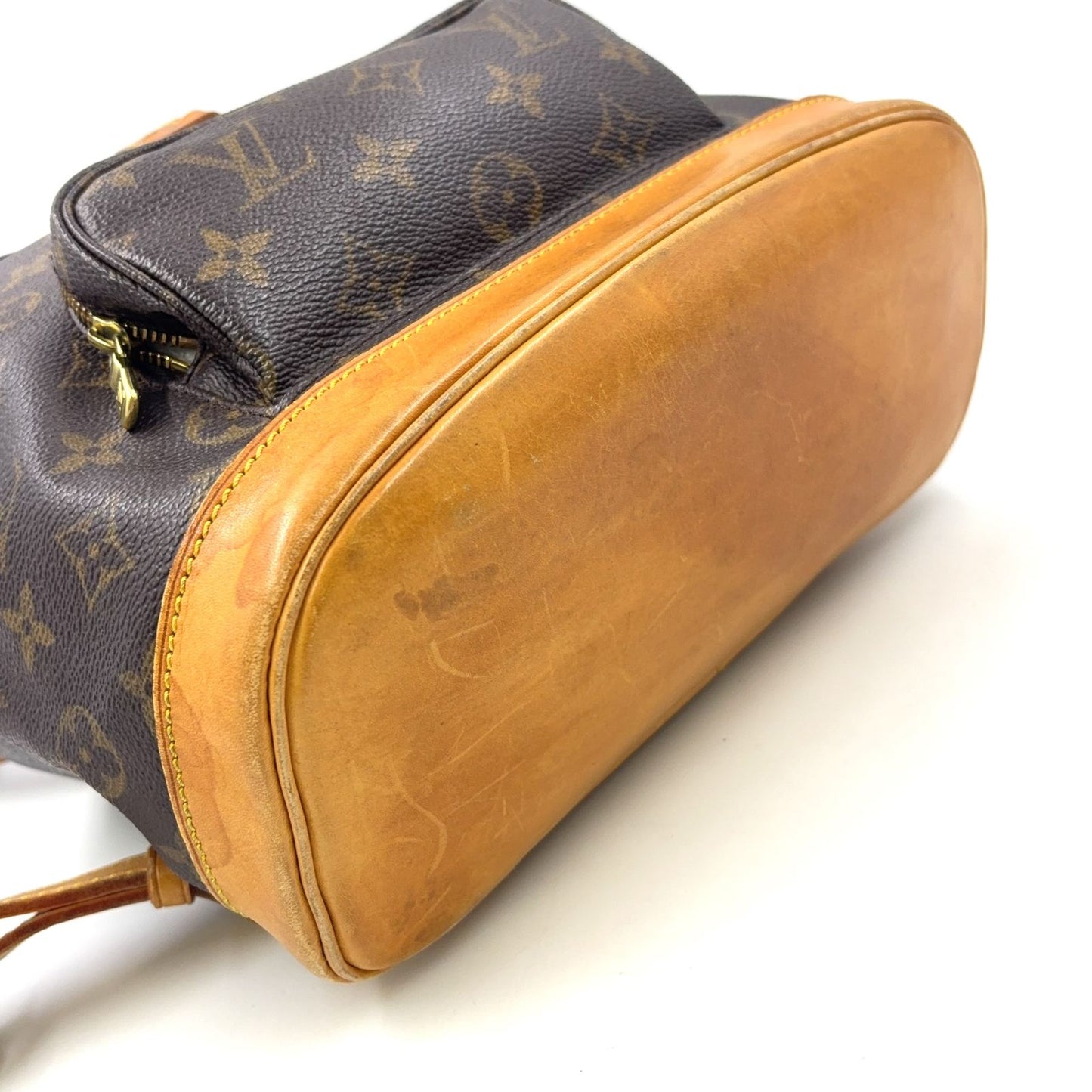 Louis Vuitton Montsouris MM Monogram Leather Brown Light Backpack Gold — view 7